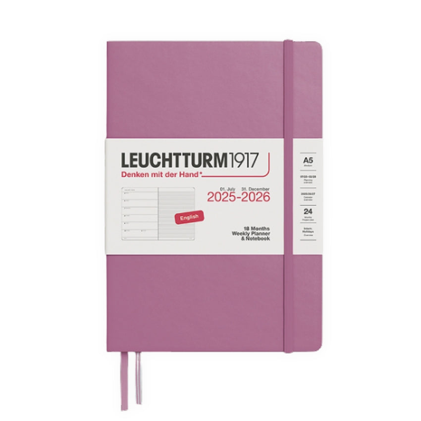 Leuchtturm Hardcover 18-Month Weekly Planner & Notebook 2026 - A5, Dusty Rose