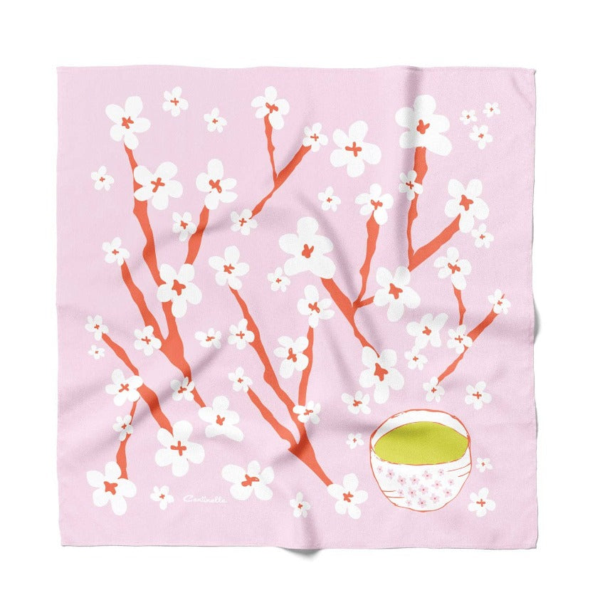 Cherry Blossoms Matcha Cotton Silk Bandana