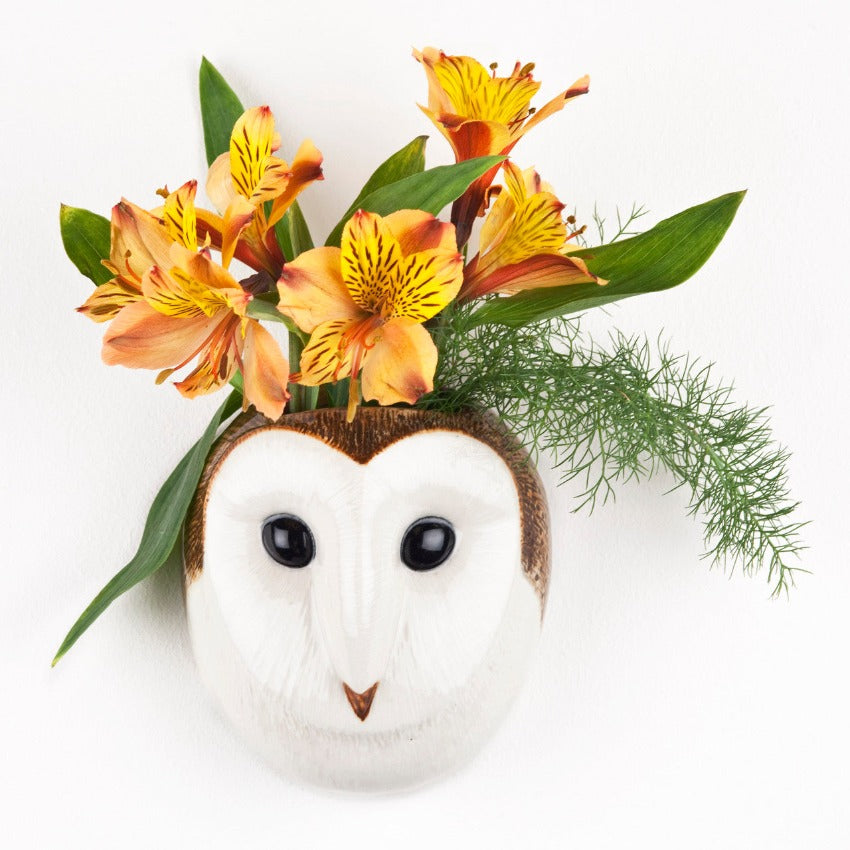 Barn Owl Wall Vase - Flowers