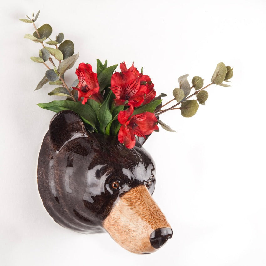 Black Bear Wall Vase - Filled