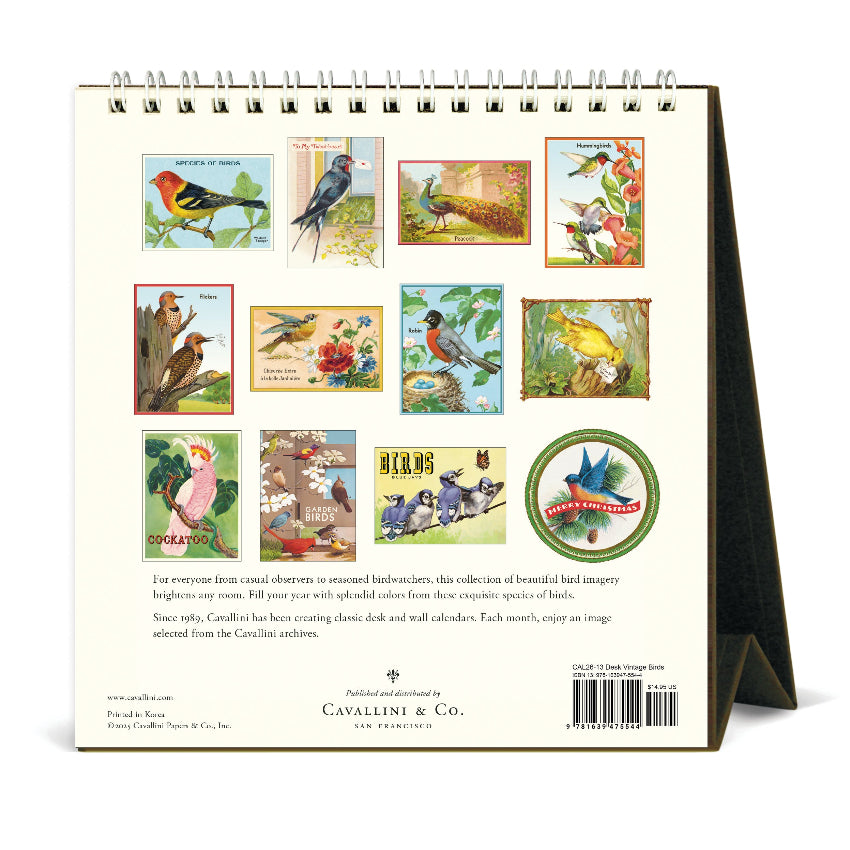 Vintage Birds Desk Calendar 2026 - Cavallini & Co.