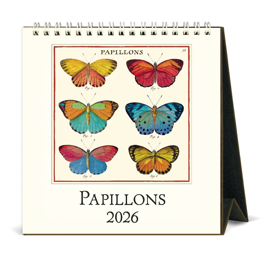 Vintage Papillons Desk Calendar 2026 - Cavallini & Co.