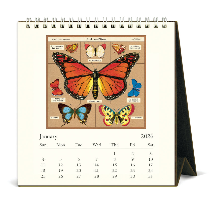 Vintage Papillons Desk Calendar 2026 - Cavallini & Co.