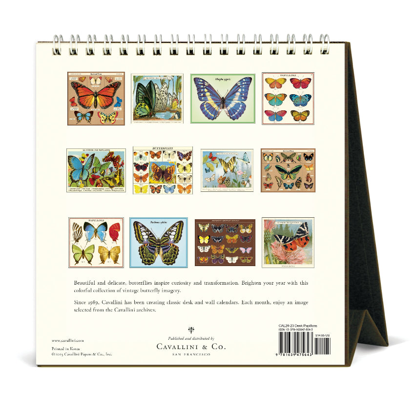 Vintage Papillons Desk Calendar 2026 - Cavallini & Co.