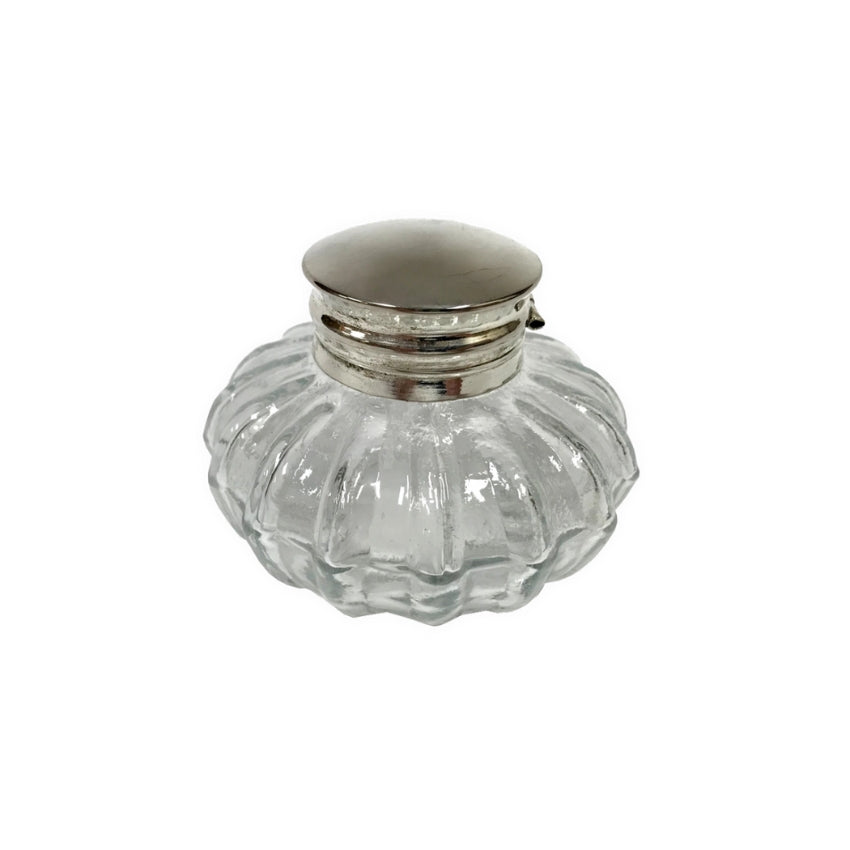 Clear Swirl Glass Inkwell