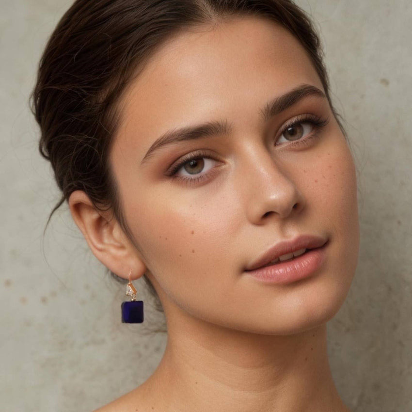 Cobalt Blue Vintage Glass Earrings