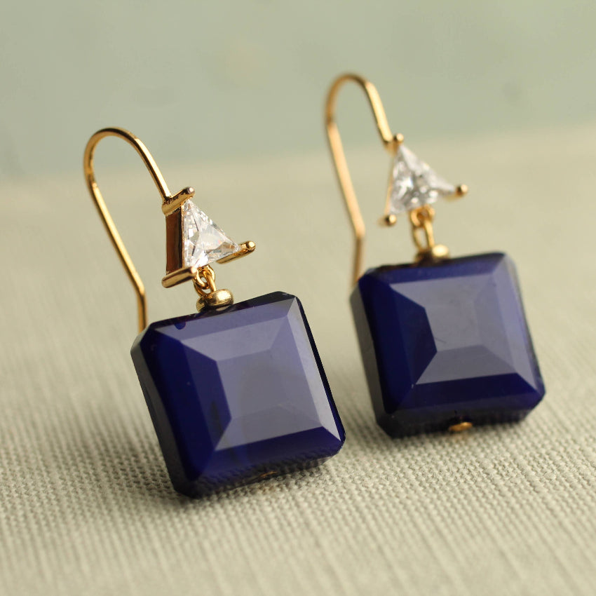 Cobalt Blue Vintage Glass Earrings