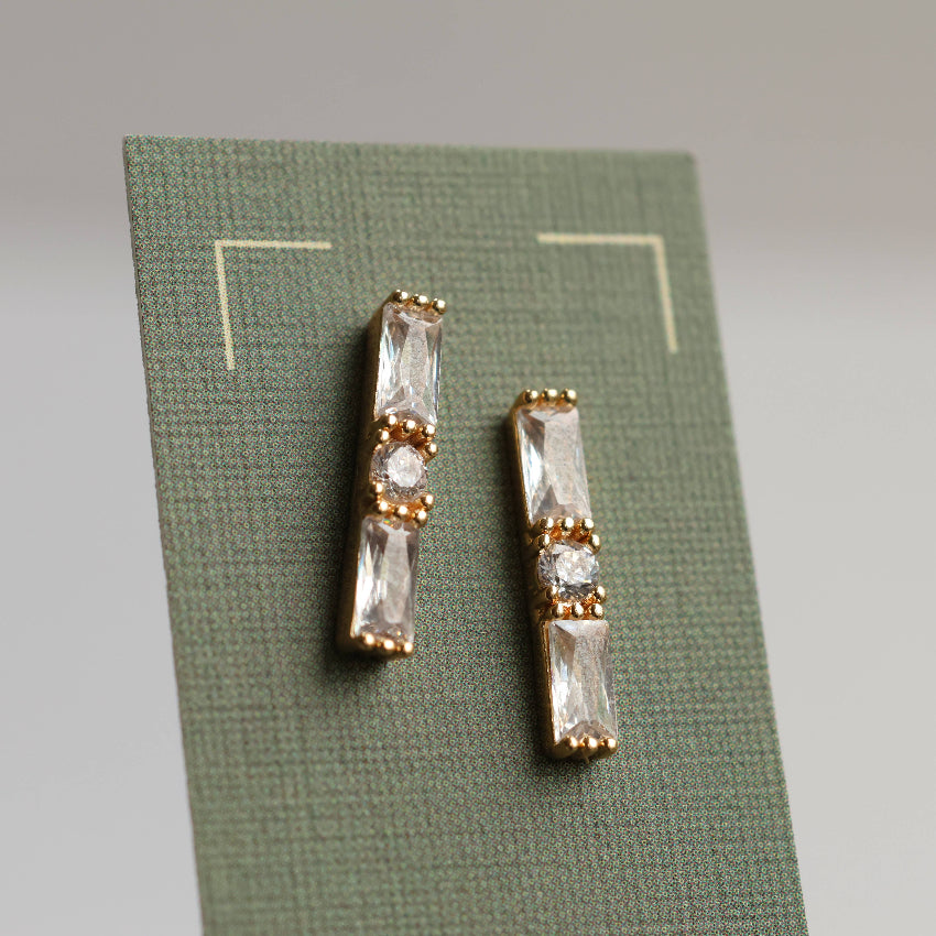 Crystal Classic Art Deco Baguette Stud Earrings