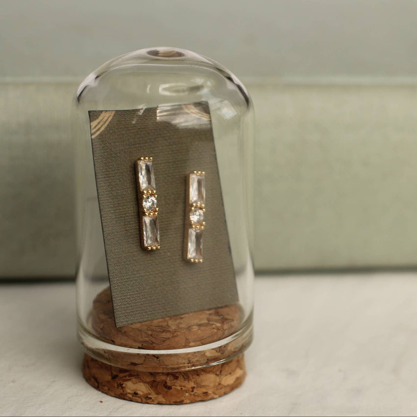Crystal Classic Art Deco Baguette Stud Earrings