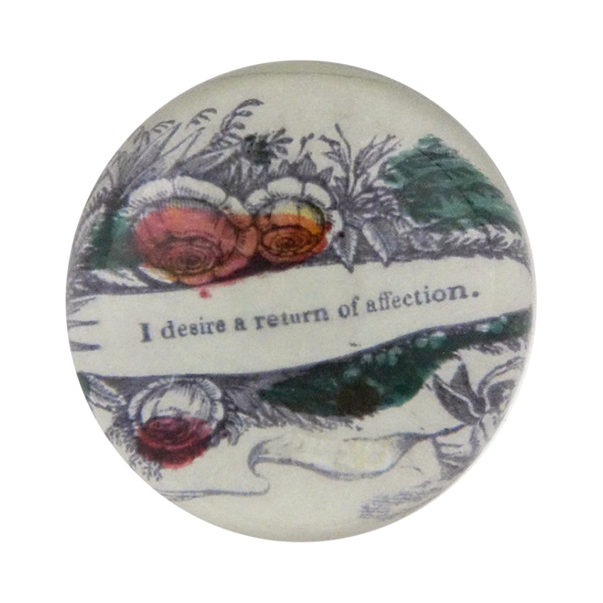 Dome Paperweight, I Desire a Return of Affection - John Derian Decoupage
