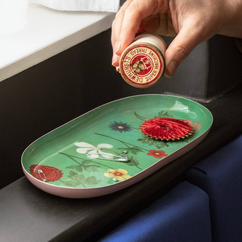 Enamel Printed Tray, Oval - Festival of Flowers