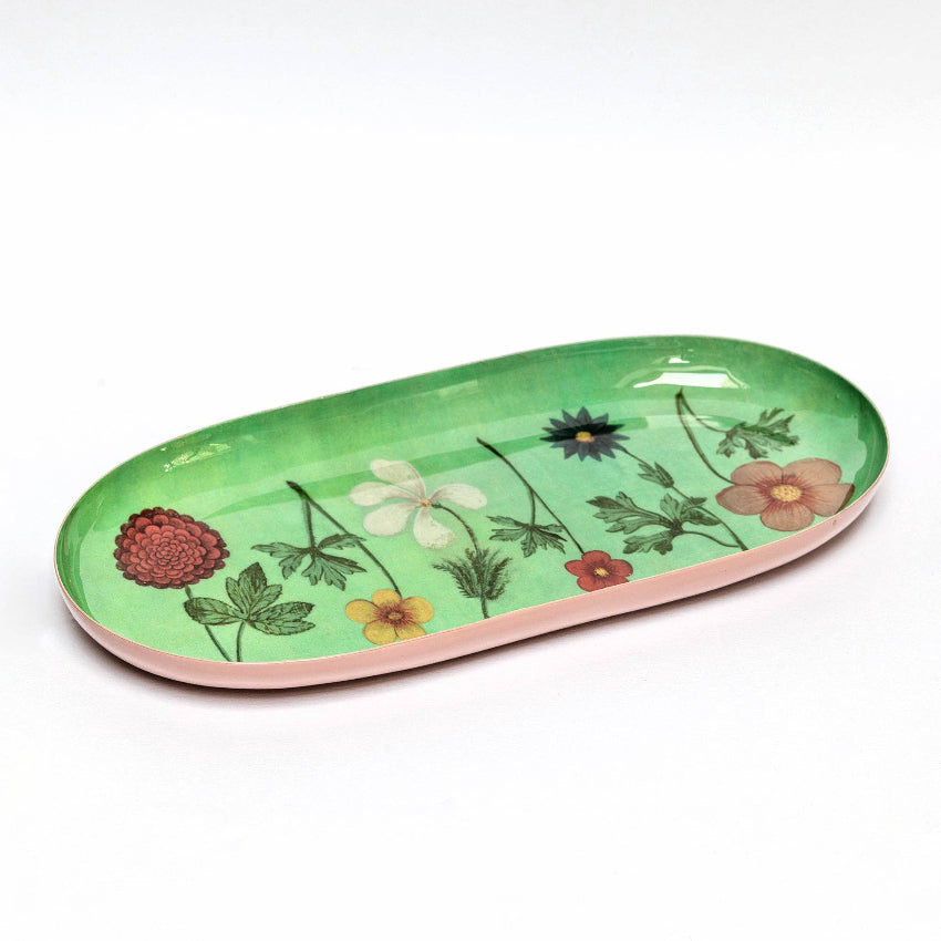 Enamel Printed Tray, Oval - Festival of Flowers