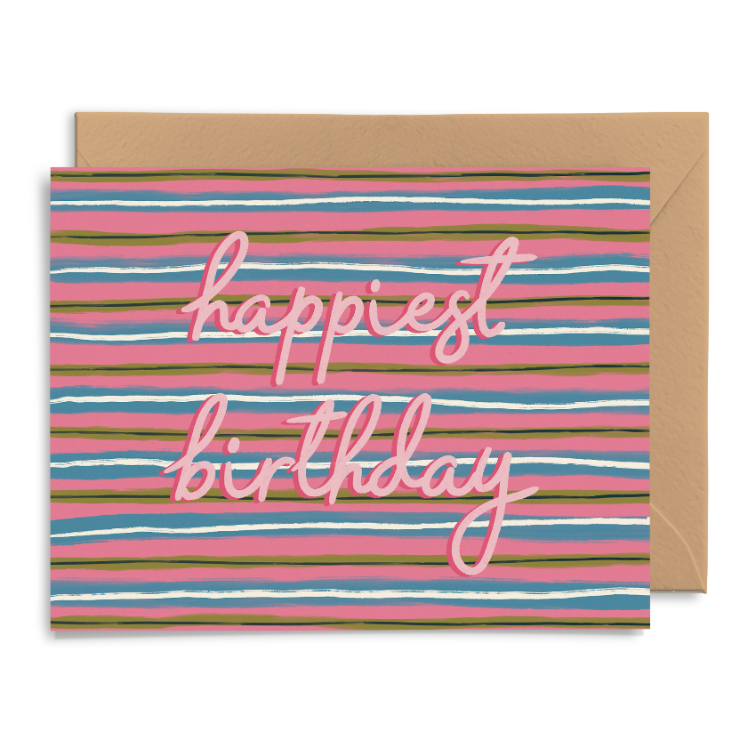 Happiest Birthday Stripe Card