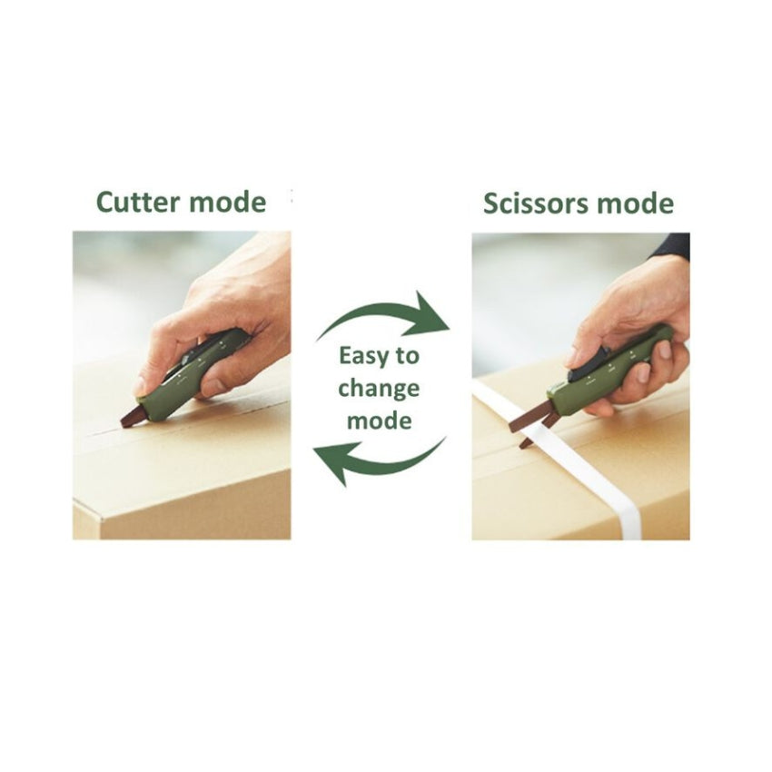 Kokuyo Hakoake 2-Way Portable Scissors - Khaki Green