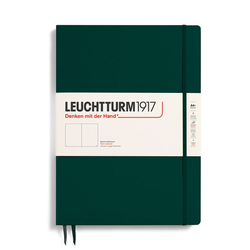 LEUCHTTURM1917 Master Slim Blank Hardcover Notebook - A4+, Forest Green
