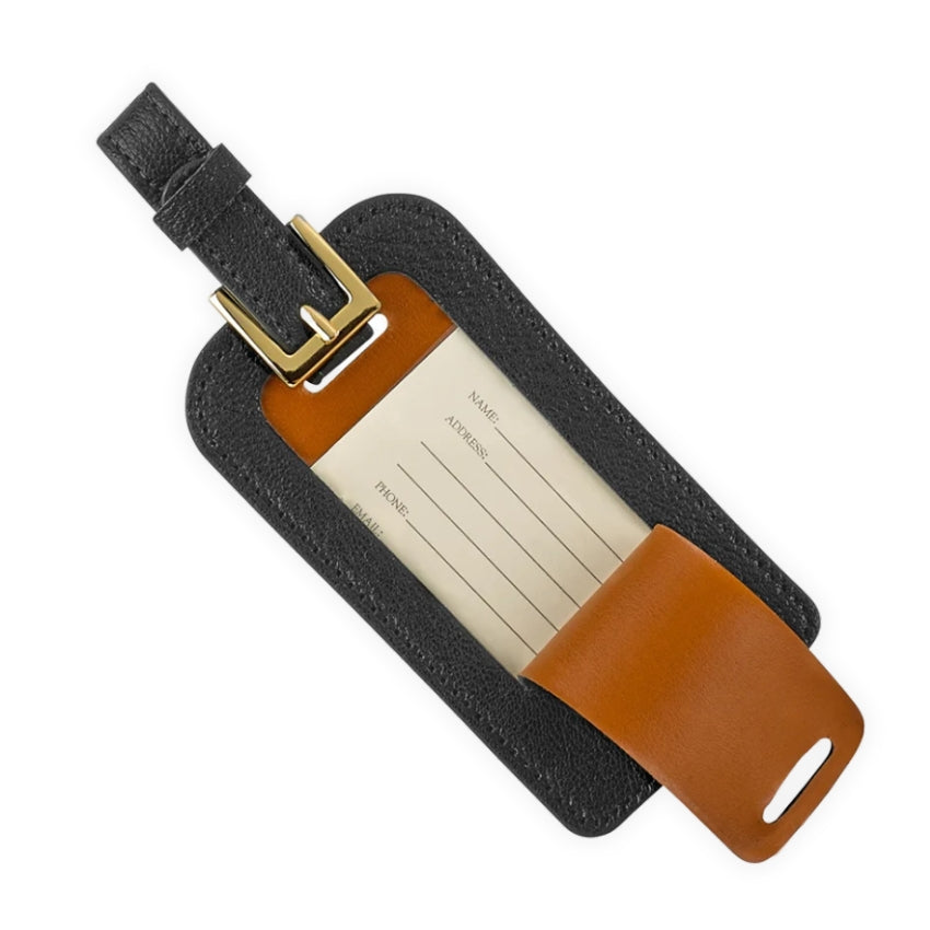 Leather Luggage Tag - Black