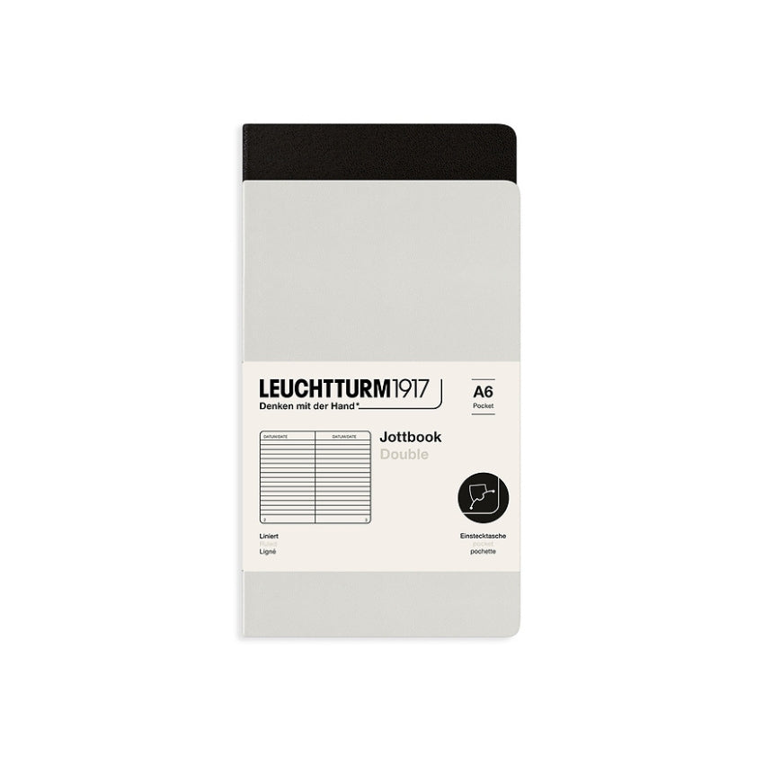Leuchtturm Jottbook Lined Journal - A6, Light Gray & Black