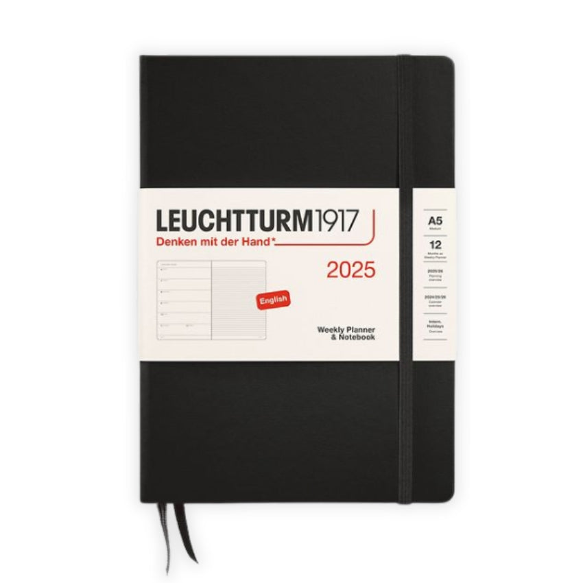 Leuchtturm Weekly Planner & Hardcover Notebook 2025 - A5, Black