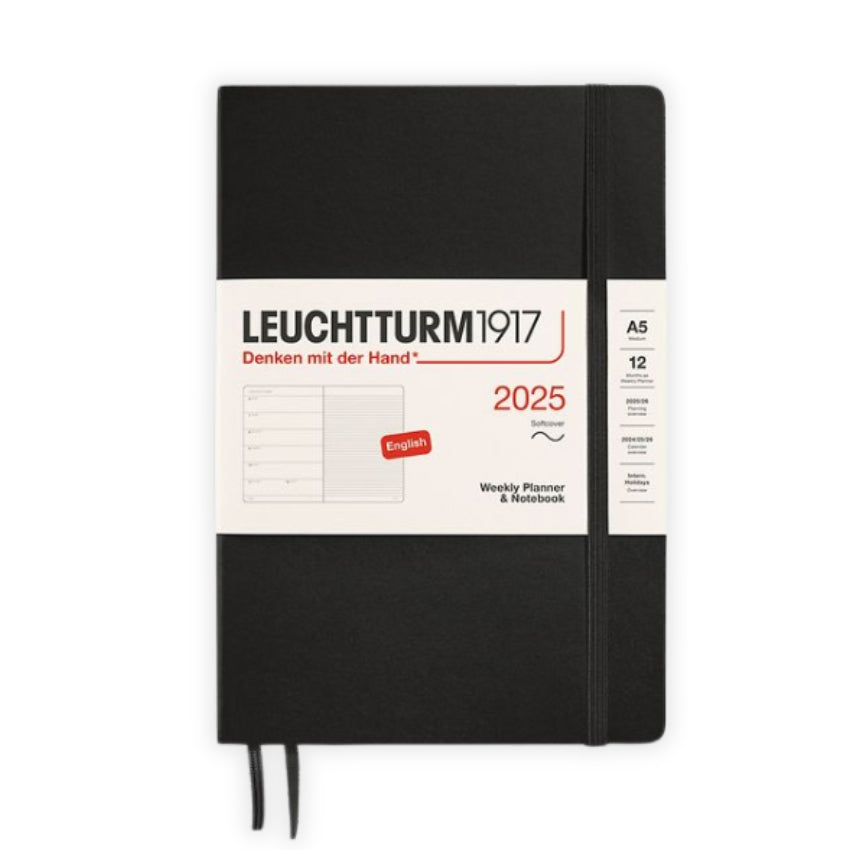 Leuchtturm Weekly Planner & Softcover Notebook 2025 - A5, Black