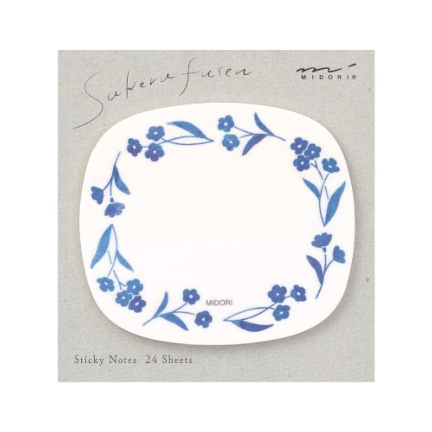 Midori Transparent Sticky Notes - Blue Flowers