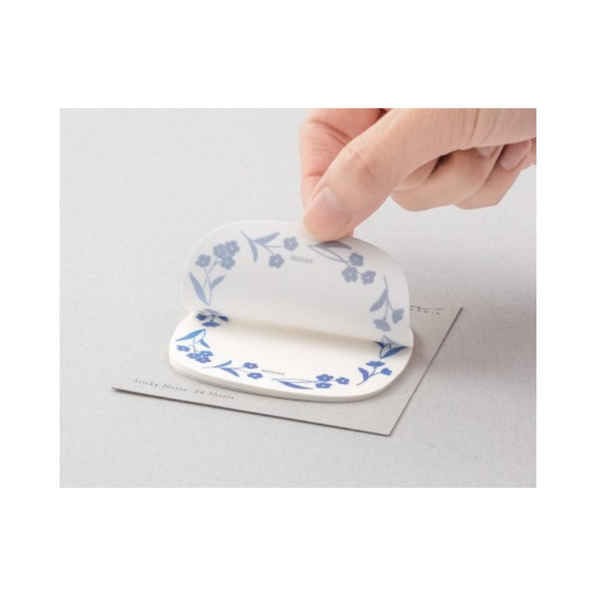 Midori Transparent Sticky Notes - Blue Flowers