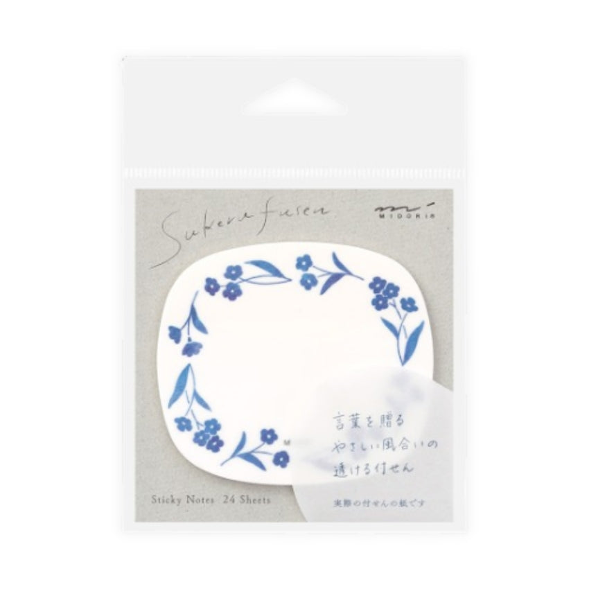 Midori Transparent Sticky Notes - Blue Flowers