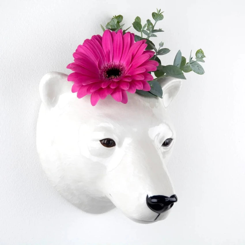 Polar Bear Wall Vase - Filled