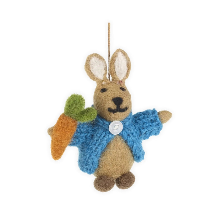 Rabbit in Cardigan Felt Bauble
