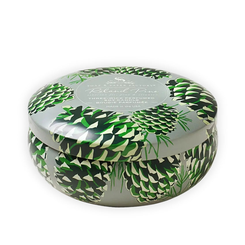 Roland Pine Three-Wick Tin Soy Candle