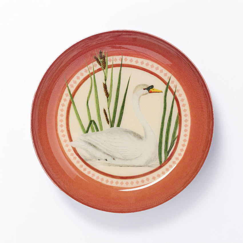 Round Enamel Printed Tray - Swan