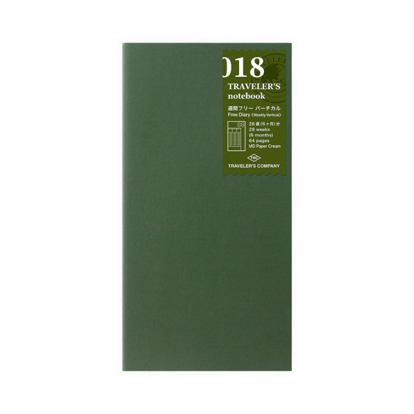 TRAVELER'S COMPANY Refill, Standard Size - (018) Free Diary (Weekly Vertical)