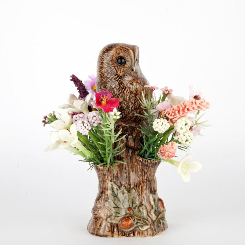 Tawny Owl Bud Vase - Flowers
