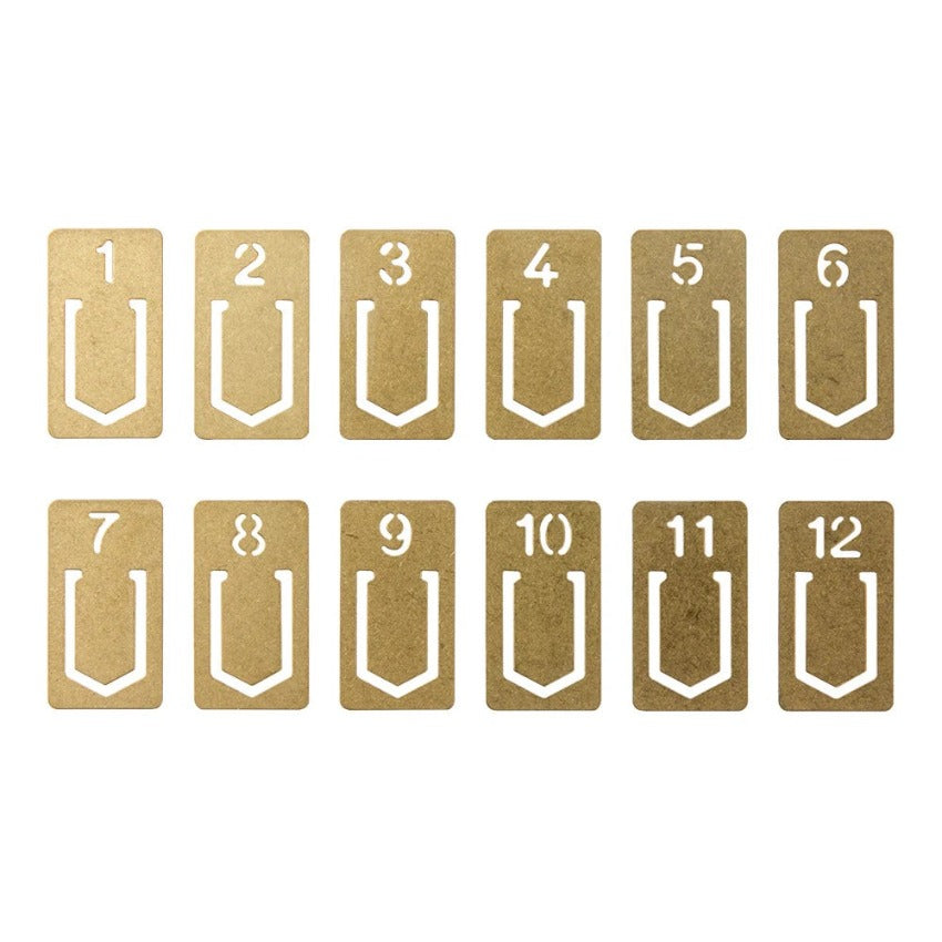 Traveler's Company Brass Clips - Numbers #1-12