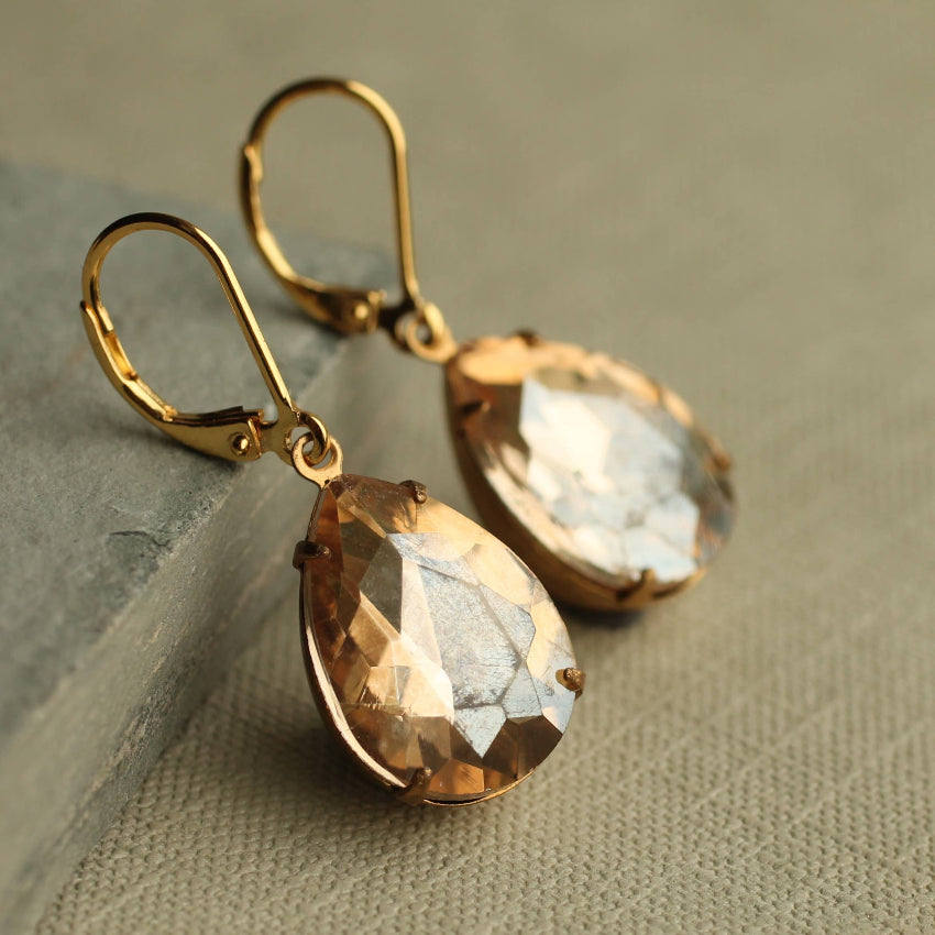 Vintage Champagne Glass Teardrop Earrings