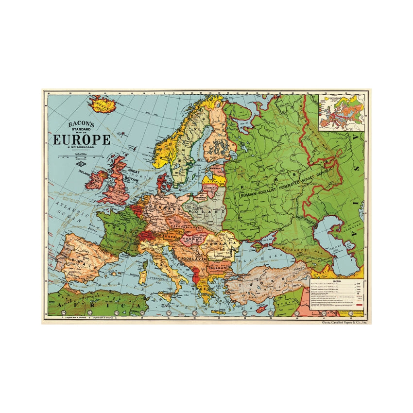 Europe Map Wrap Sheet - Cavallini & Co.