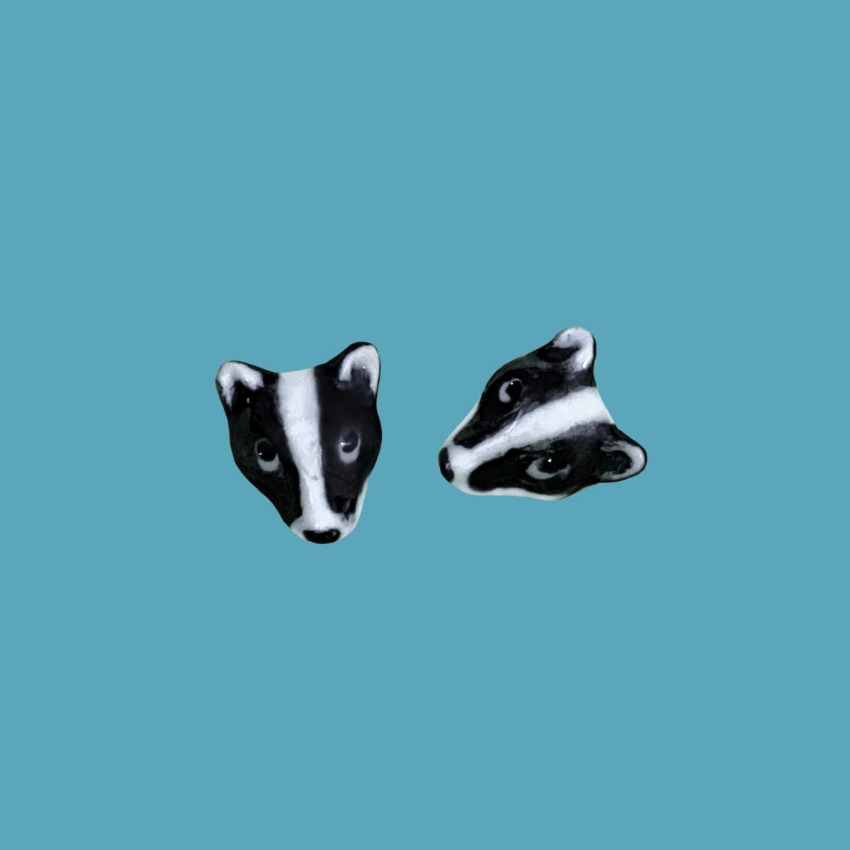Porcelain Earrings - Badger