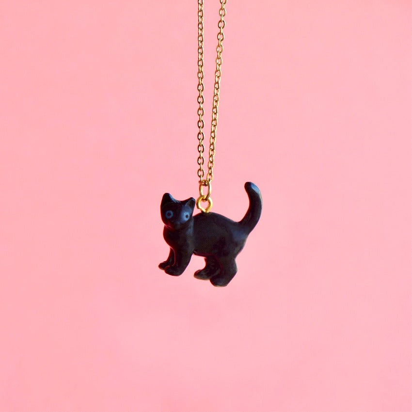 Porcelain Necklace - Black Cat